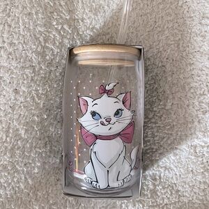 Disney's Aristocrats Glass Tumbler with Straw - Pink and White